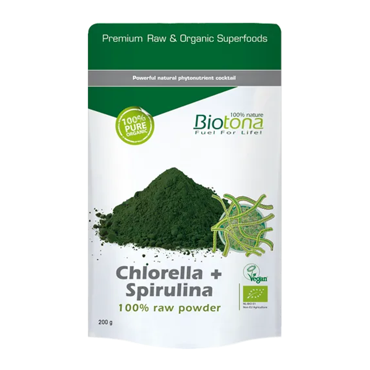 Chlorella + Spirulina 100 % Raw Powder